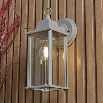 Litecraft 2 Pack Of Colone Dove Grey Outdoor Lantern Bevelled Glass Wall Lights - image 1