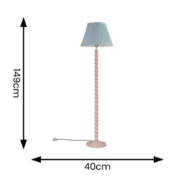 Valuelights Bobbles Rose Pink Bobbin Floor Lamp With Blue Pleated Shade - thumbnail 6