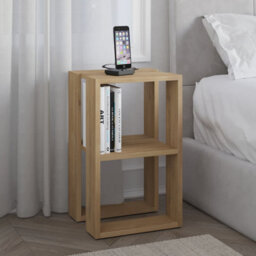 Decortie Lonie Modern Slim Bedside Table Nightstand 34Cm Bedroom Oak H 55Cm - thumbnail 1