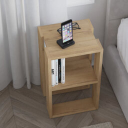Decortie Lonie Modern Slim Bedside Table Nightstand 34Cm Bedroom Oak H 55Cm - thumbnail 8
