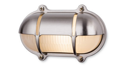 Luminosa Lighting Luminosa Nautic Outdoor Brass Bulkheads Wall Light Oval Nickel Finish Ip64, E27
