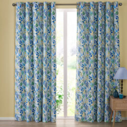 "Catherine Lansfield Tilly Floral Blue 66X90"" Curtain Pair Fully Lined Ready Made" - thumbnail 2