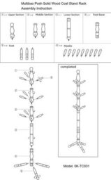 Multibao Posh Solid Wood Heavy Duty Coat Stand Tree - 9 Hook Elegant Rack - Walnut Colour - thumbnail 8