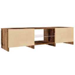 Berkfield Tv Cabinet With Led Lights Old Wood 140X40X35.5 Cm Engineered Wood - thumbnail 9