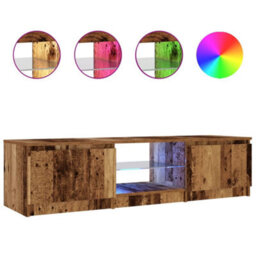 Berkfield Tv Cabinet With Led Lights Old Wood 140X40X35.5 Cm Engineered Wood - thumbnail 2