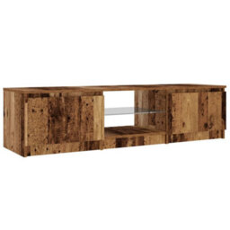 Berkfield Tv Cabinet With Led Lights Old Wood 140X40X35.5 Cm Engineered Wood - thumbnail 6