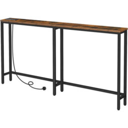 FURNOLD Industrial 180Cm Wide Console Table With Charging Station Rustic Brown Hallway Furniture - thumbnail 7