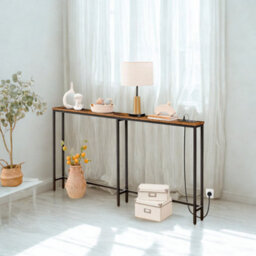 FURNOLD Industrial 180Cm Wide Console Table With Charging Station Rustic Brown Hallway Furniture - thumbnail 5