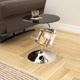 Avf 45Cm X 45Cm Side Table With Magazine Rack - Black Glass & Chrome - thumbnail 5