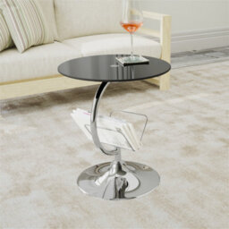 Avf 45Cm X 45Cm Side Table With Magazine Rack - Black Glass & Chrome - thumbnail 7