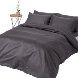 Homescapes Dark Charcoal Grey Egyptian Cotton Duvet Cover With Pillowcases 1000 Tc, Super King