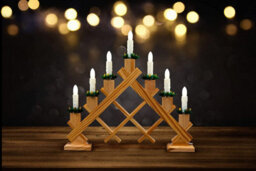 Shatchi Led Candle Flameless Table Top Wooden Holder Engraved Merry Christmas White Battery Operated - thumbnail 4