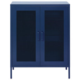 Beliani Navy Blue Metal Office Cabinet 2-Door Locking With Keys, 3 Shelves, W80 X D40 X H102Cm - thumbnail 1