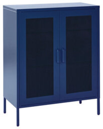 Beliani Navy Blue Metal Office Cabinet 2-Door Locking With Keys, 3 Shelves, W80 X D40 X H102Cm - thumbnail 3