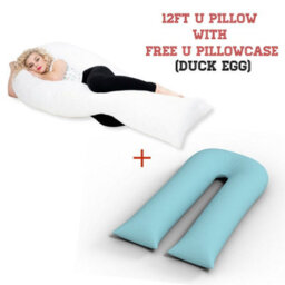 ARLinens 12Ft U Pillow With Free U Pillowcase Long Body Support For Orthopedic Pregnancy Nursing Support - thumbnail 1