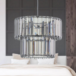 First Choice Lighting Set Of 2 Clint - Smoked Acrylic Two Tier Easy Fit Pendant Shades - thumbnail 6