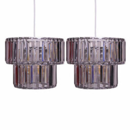 First Choice Lighting Set Of 2 Clint - Smoked Acrylic Two Tier Easy Fit Pendant Shades - thumbnail 1