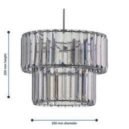 First Choice Lighting Set Of 2 Clint - Smoked Acrylic Two Tier Easy Fit Pendant Shades - thumbnail 8