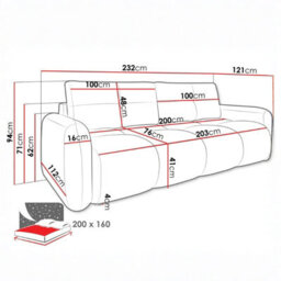 Sandy Sofa Bed With Storage Dl Pull Out Seat Free Standing Backrest 230X120X94 Cm White - thumbnail 4