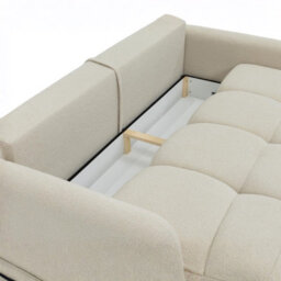 Sandy Sofa Bed With Storage Dl Pull Out Seat Free Standing Backrest 230X120X94 Cm White - thumbnail 7