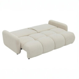 Sandy Sofa Bed With Storage Dl Pull Out Seat Free Standing Backrest 230X120X94 Cm White - thumbnail 6