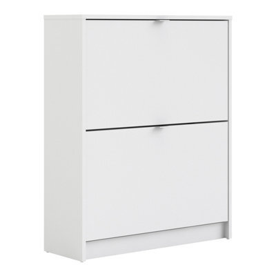 Furniture To Go Shoes Shoe Cabinet  W. 2 Tilting Doors And 2 Layers White - image 1