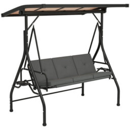 Outsunny 3 Seater Garden Swing Seat Bed, Convertible Swing Chair, Dark Grey - thumbnail 2