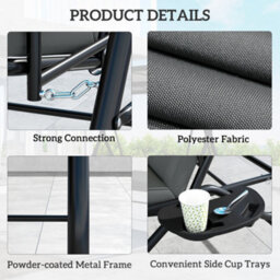 Outsunny 3 Seater Garden Swing Seat Bed, Convertible Swing Chair, Dark Grey - thumbnail 7