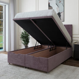 Bedmaster Mauve Luxury Velvet Ottoman Divan Base And Square Headboard Single - thumbnail 3