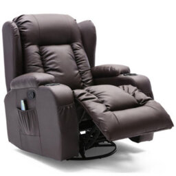 More4Homes Caesar Bonded Leather Manual Recliner Armchair With Rocking Swivel Heat And Massage (Brown) - thumbnail 3