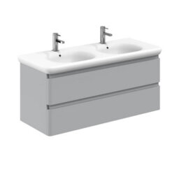 Plum&clay Marvel Gloss Light Grey Wall Hung Bathroom Vanity Unit With Round Resin Basin (W)1200mm