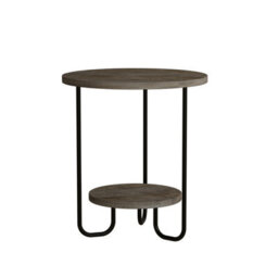 Decortie Corro Modern Round Side End Table 40Cm Open Shelf U-Metal Legs Dark Coffee Living Room H 45Cm - thumbnail 2
