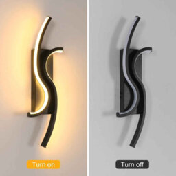 Led Wall Light - Modern Black Curve Indoor Light, 3000K Warm White For Bedroom, Living Room - thumbnail 3