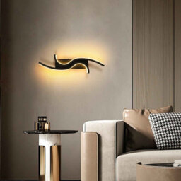 Led Wall Light - Modern Black Curve Indoor Light, 3000K Warm White For Bedroom, Living Room - thumbnail 4