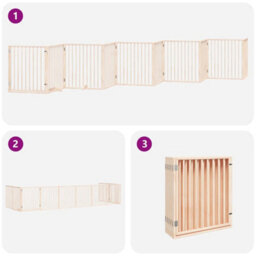 Walplus Brown Dog Gate With Door Foldable 10 Panels 800 Cm Poplar Wood - thumbnail 5