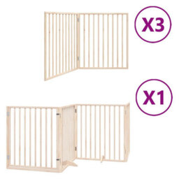 Walplus Brown Dog Gate With Door Foldable 10 Panels 800 Cm Poplar Wood - thumbnail 2
