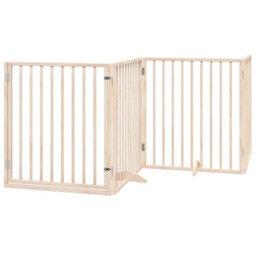 Walplus Brown Dog Gate With Door Foldable 10 Panels 800 Cm Poplar Wood - thumbnail 3