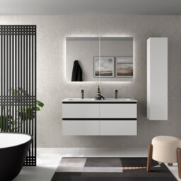 Cygnus bath Bequia Metal Vanity Unit 120Cm Matt White Basin Ceramic