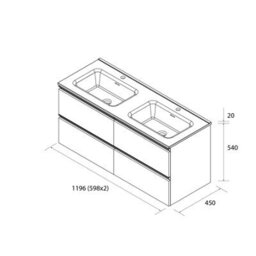 Cygnus bath Bequia Metal Vanity Unit 120Cm Matt White Basin Ceramic - thumbnail 5