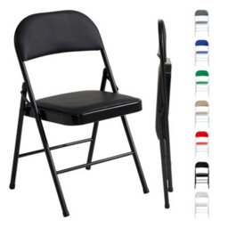 Mcc Direct Single Folding Dining Chair Metal Frame Padded Seats Black - thumbnail 2