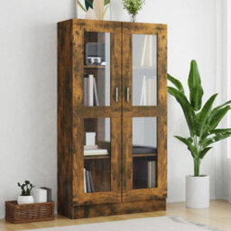 Berkfield Vitrine Cabinet Smoked Oak 82.5X30.5X150 Cm Engineered Wood