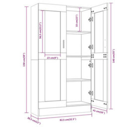 Berkfield Vitrine Cabinet Smoked Oak 82.5X30.5X150 Cm Engineered Wood - thumbnail 8