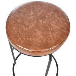 Wyld And Coco Brown Faux Leather Bar Stools 2 Pack With Matte Black Steel Legs, Counter Height (W43 X D43 X H74Cm) - thumbnail 6