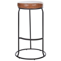 Wyld And Coco Brown Faux Leather Bar Stools 2 Pack With Matte Black Steel Legs, Counter Height (W43 X D43 X H74Cm) - thumbnail 4