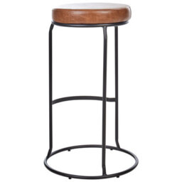 Wyld And Coco Brown Faux Leather Bar Stools 2 Pack With Matte Black Steel Legs, Counter Height (W43 X D43 X H74Cm) - thumbnail 5