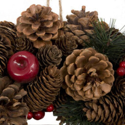 GreenBrokers Premium Quality Christmas Hanging Wreath 37Cm - Festive Pine Cone Display With Red Berries - thumbnail 4