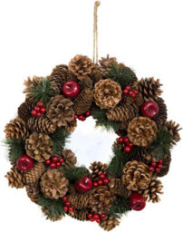 GreenBrokers Premium Quality Christmas Hanging Wreath 37Cm - Festive Pine Cone Display With Red Berries - thumbnail 6