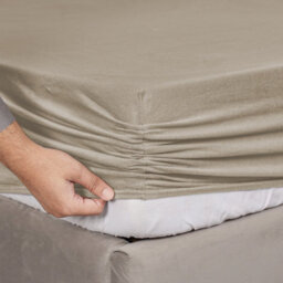 Ameha 100% Cotton Jersey Fitted Sheet Beige Soft Anti Allergy 30Cm Extra Deep Easy Care King Bed Sheets 150 X 200 Cm - thumbnail 5