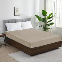 Ameha 100% Cotton Jersey Fitted Sheet Beige Soft Anti Allergy 30Cm Extra Deep Easy Care King Bed Sheets 150 X 200 Cm - thumbnail 4