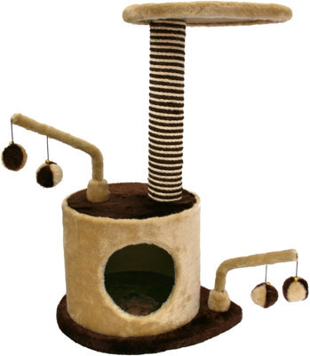 Superpetstoreuk247 2 Tier Hideout Cat Scratcher Tower Brown With Cozy Cubes Sisal Posts And Soft Plush For Kittens And Adult Cats